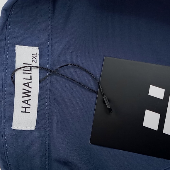 HAWALILI NWT Men's Embroidered Palm Tree Button Front Shirt Navy Size 2XL - Picture 6 of 9